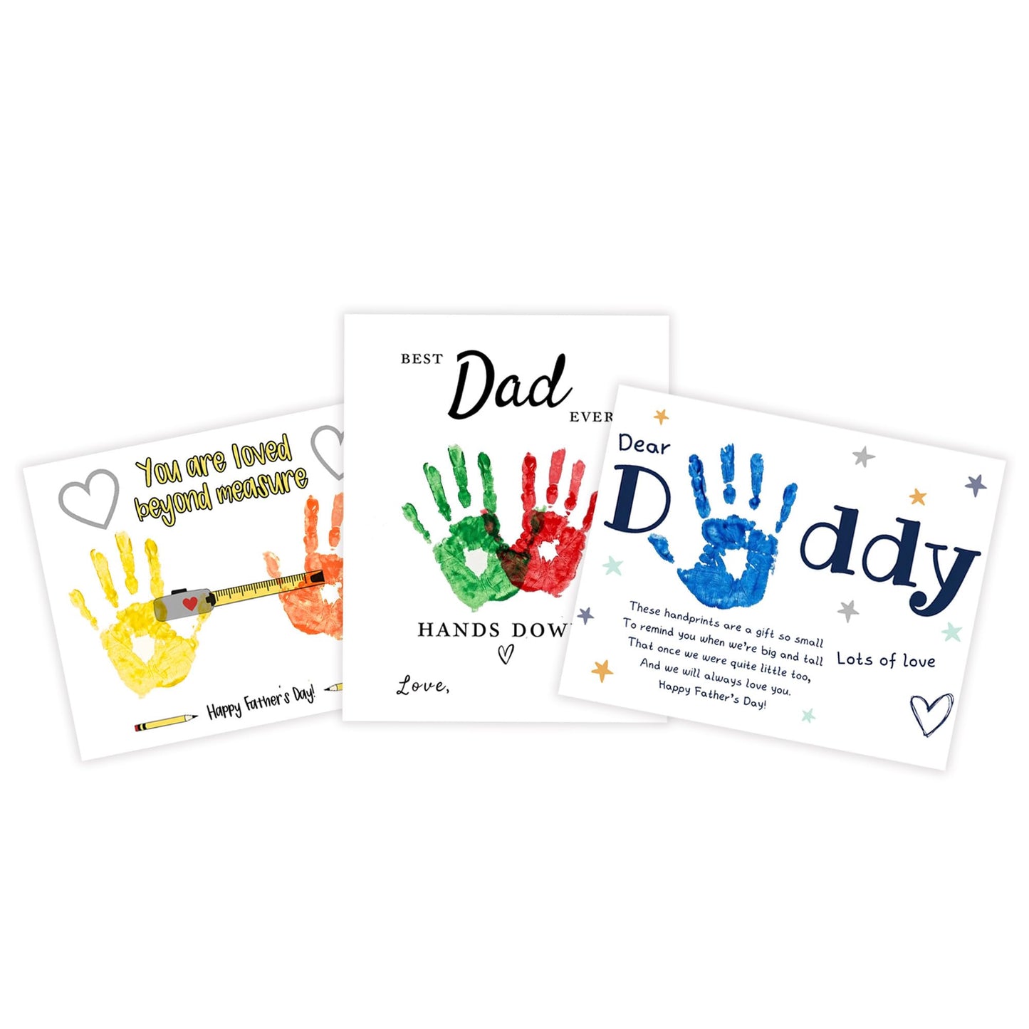 Father’s Day Crafts for Kids – Family Handprint Kit, Best Dad Ever Hands Down Gifts from Kids, Create Keepsake Dad Will Cherish Forever, DIY Art Activity for Toddlers, Set of 3 Personalized Present