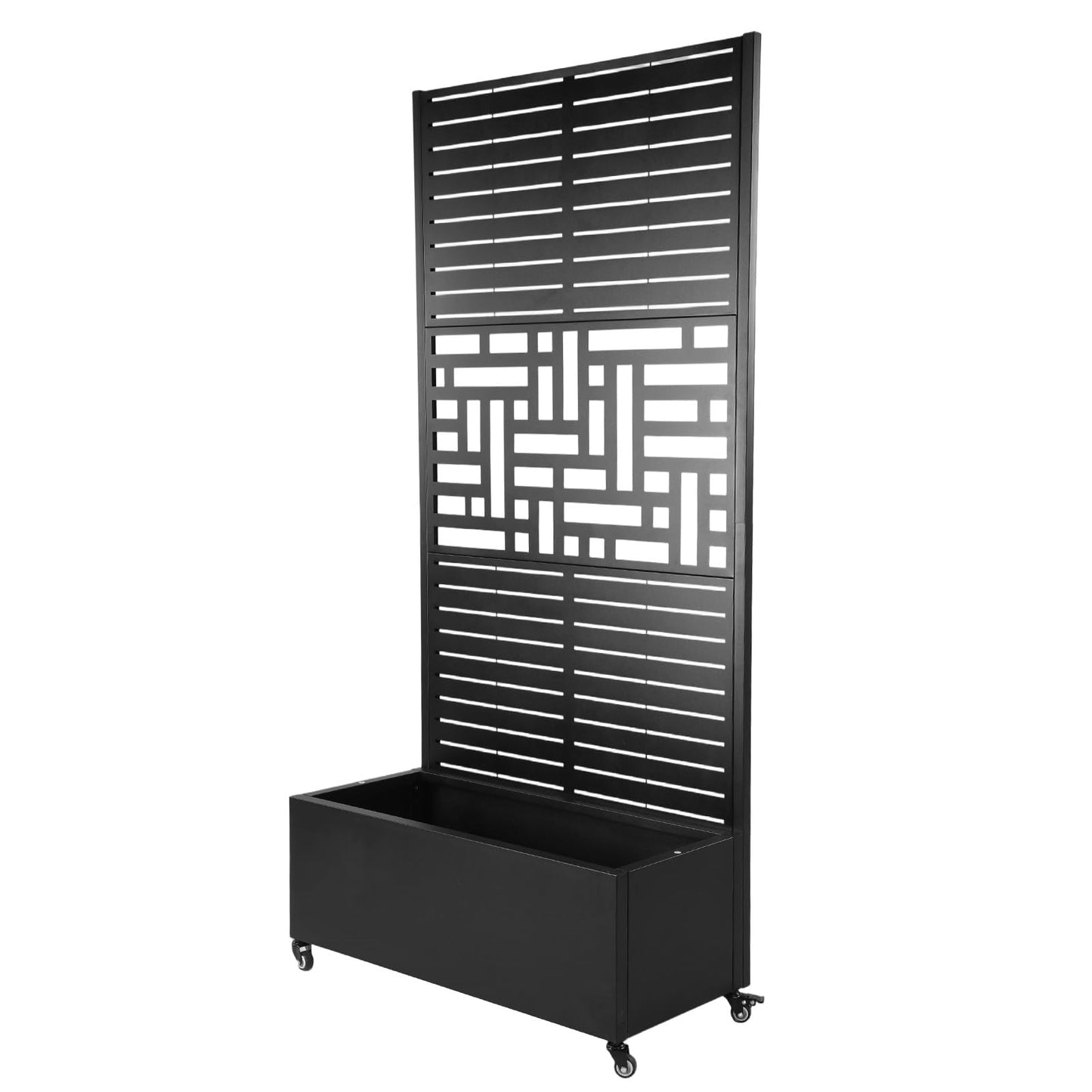 Metal Planter Box with Trellis Standing Planter Box for Climbing Plants/Vines Raised Garden Bed On Wheels 70.87x35.43x15.75 Inch
