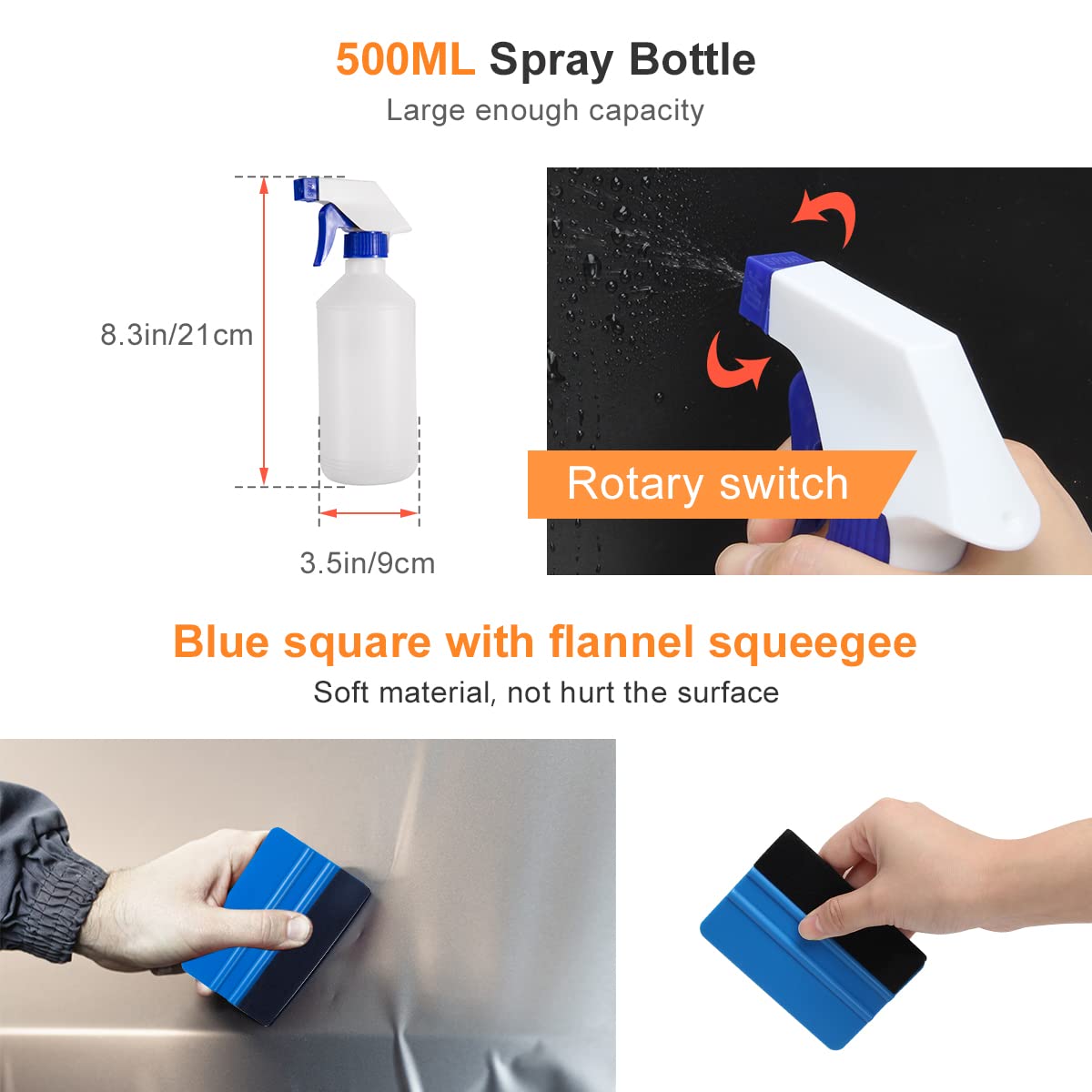 Luxiv Car Window Tint Application Tools Kit, 9 Pcs Vehicle Glass Protective Film Installing Tool, Squeegee Automotive Film Scrapers