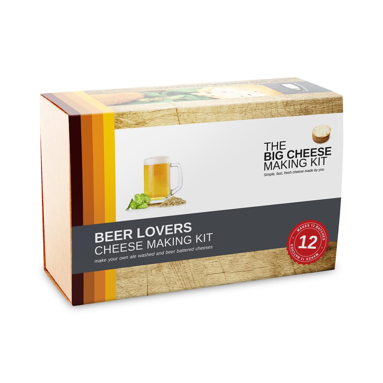 The Big Cheese Beer Lover's Cheese Making Kit - Make Cypriot-Style Cheese & Ale-Washed Squeaky Curds at Home - 12 Batches with Vegetarian Rennet & Recipe Book