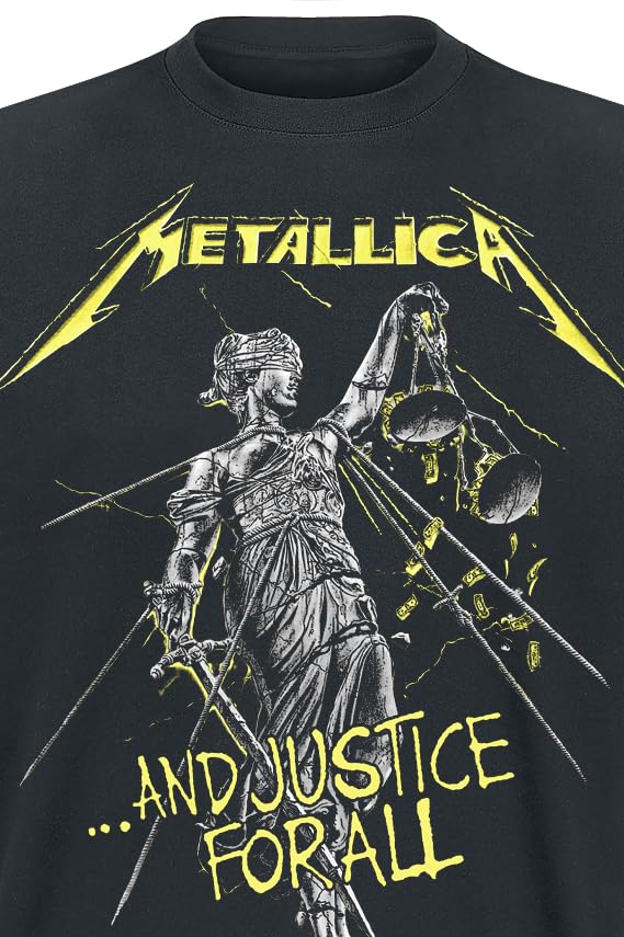 Metallica Men's Justice for All Tracks BL_TS: L T-Shirt, Black (Black Black), Large (Size:Large)