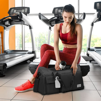 Lightweight Travel Gym Duffel - Foldable Overnight Holdall Bag for Women with Wet/Dry Separation - Cabin Bag for Sports & Travel - Black