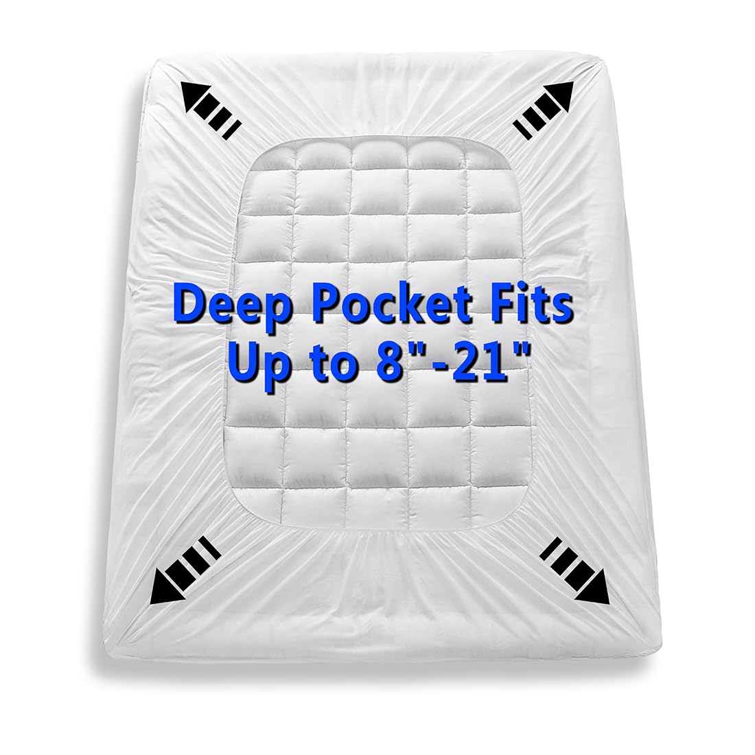 GERHOME California King Size Quilted Fitted Mattress Pad Cover with Deep Pocket Fitted 8" - 21", Ultra Soft and Comfortable, Breathable (White, California King)
