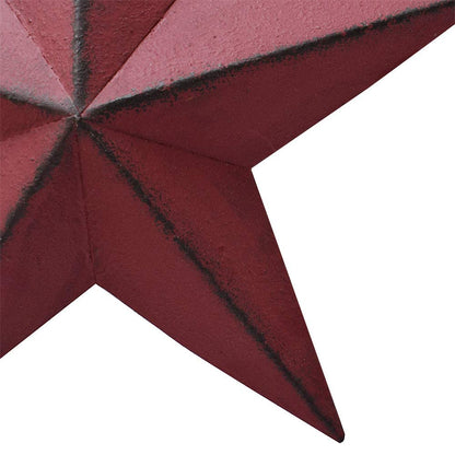 Morning View Red Barn Star Metal Wall Decor Texas Stars Outdoor Hanging Patriotic Star Ornaments Rustic 3D Wall Art 4th of July Memorial Day Decorations Outside 12 Inches (Burgundy)
