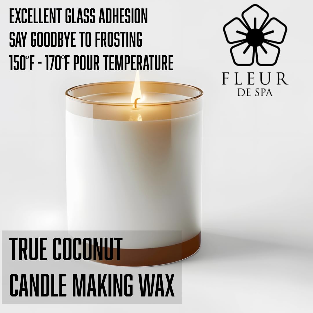 Coconut Candle Wax 6lb by FLEUR DE SPA – Premium All-Natural Coconut Wax Blend – Made in USA – Clean Burn, Great Scent Throw – for DIY Candle Making (6 Pound Box)