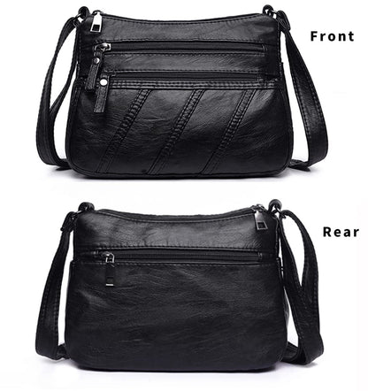 WuXingMeiLi Water Soft PU leather Purses and Shoulder Handbags for Women Crossbody Bag Cross Body Messenger Bags (Black T2)