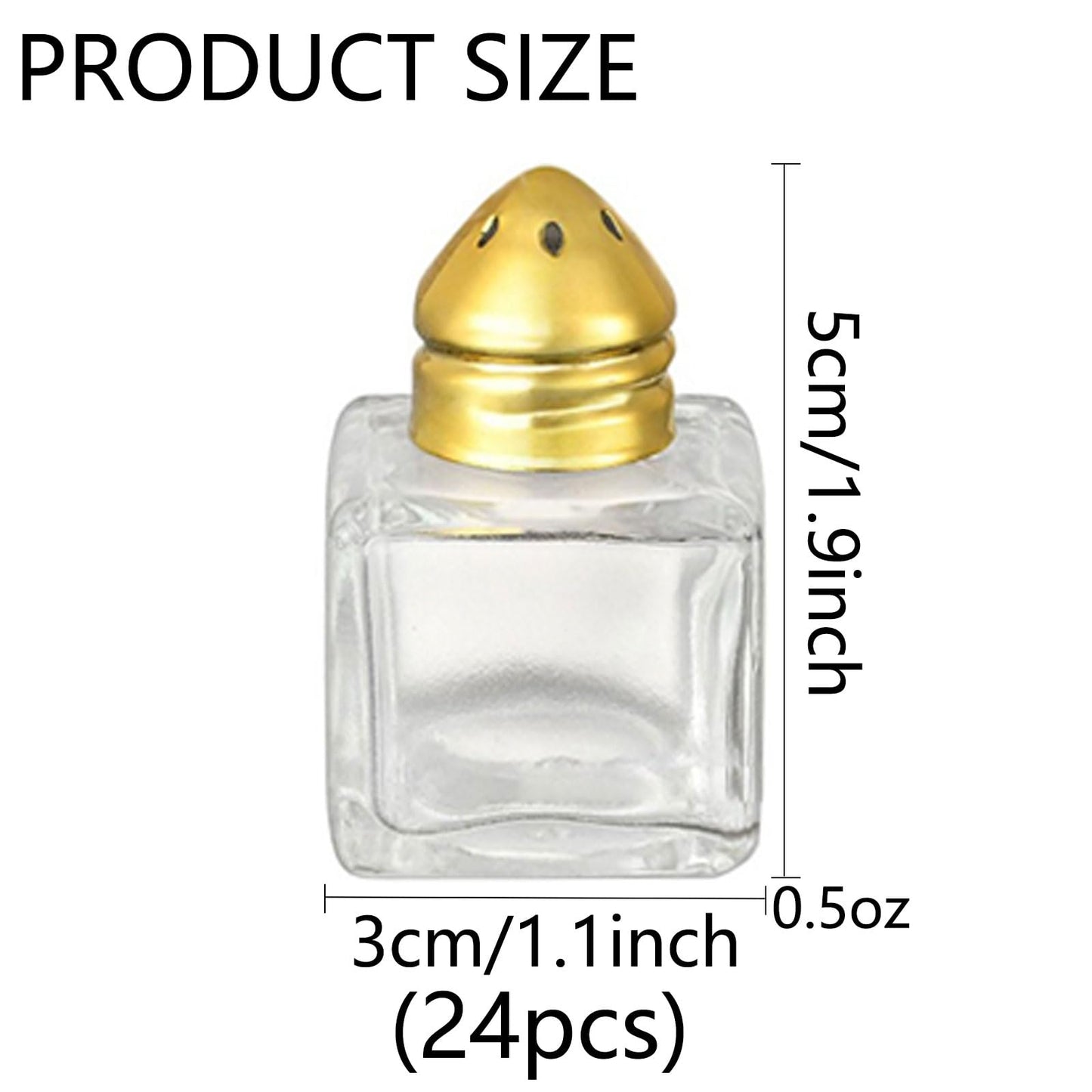 24 Pack Mini Salt and Pepper Shakers, 0.5 oz Glass Cube Shape Spice Shaker with Funnel, Seasoning Jars for Wedding Party Restaurant Home Kitchen