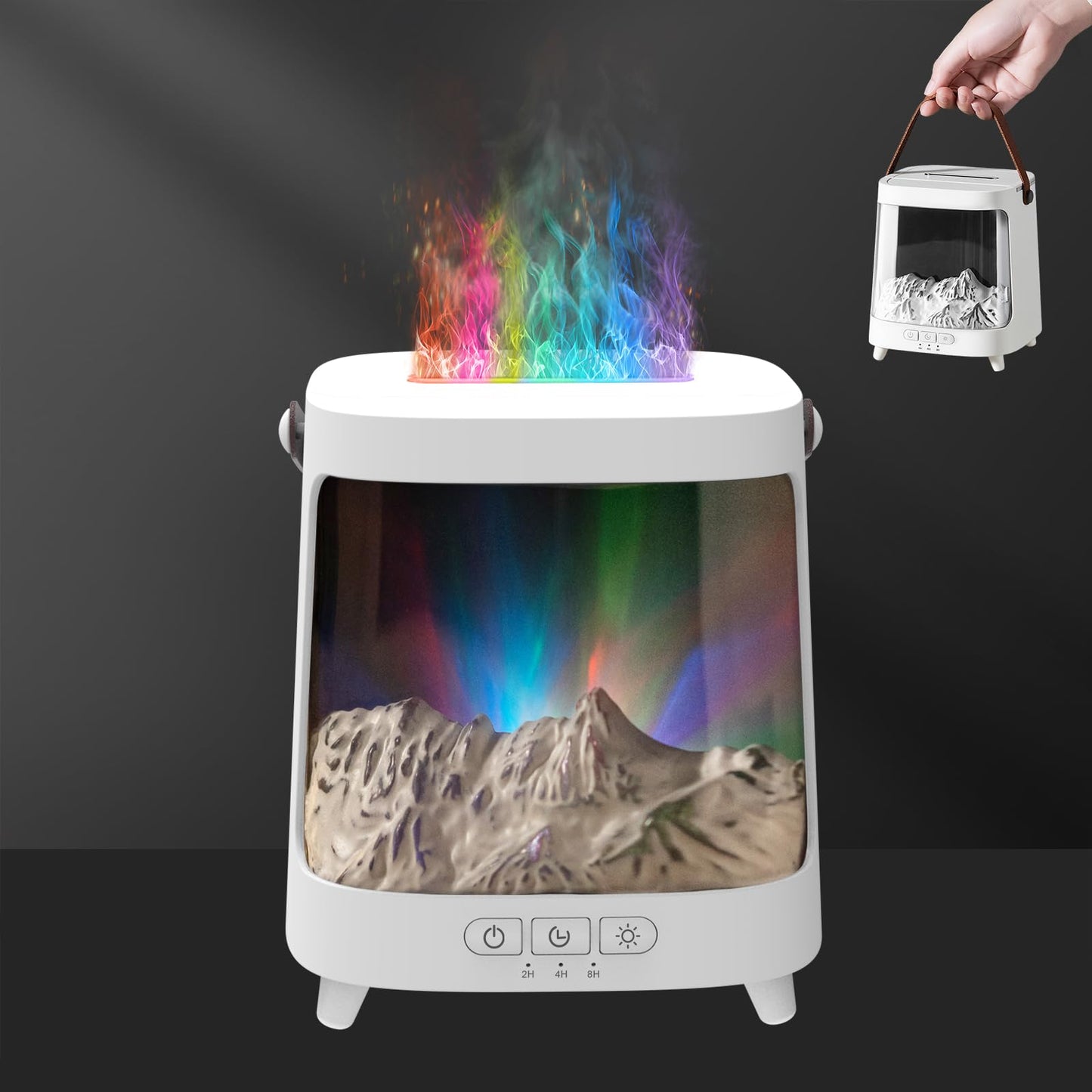 Colorful Flame Fire Diffuser Humidifier, 7 Colors Changing Oil Diffuser, Ultra-Quiet Aroma Essential Oils Aromatherapy Diffusers for Large Room, Bedroom, Office(Timeable, Waterless Auto off-150ml)