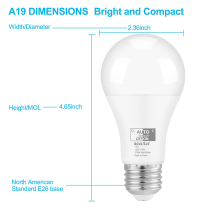 Dusk to Dawn Light Bulbs, Auto On/Off Light Sensing LED Bulbs Outdoor, Vintage Amber, Edison ST19 2-Pack, 6.5W 700LM 60W Equivalent, HQ-H027