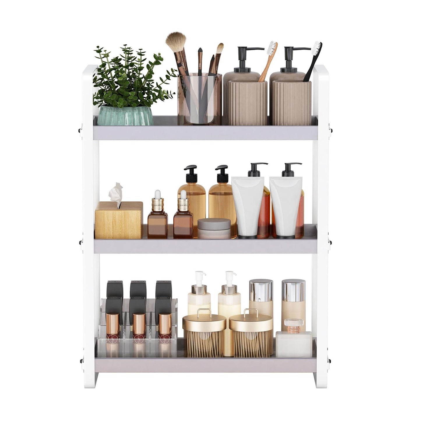 Bathroom Counter Organizer,Bathroom Countertop Organizer,Counter Shelf,Countertop Storage,Organization and Storage,Makeup Shelf,Sink Caddy(Brown 3 Tier)