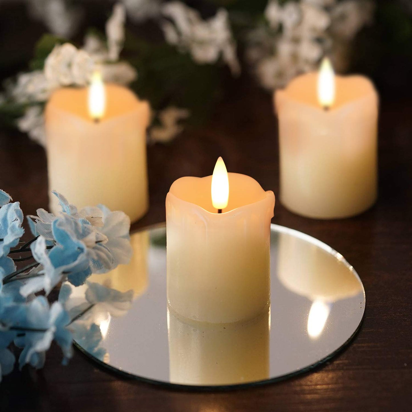 Homemory Real Wax Battery Operated Tea Light Candles with Timer, 5X5CM,300+Hour Realistic Black Wick Battery Operated Candles, Set of 6 for Wedding, Party and Holiday Decoration (Battery Included)
