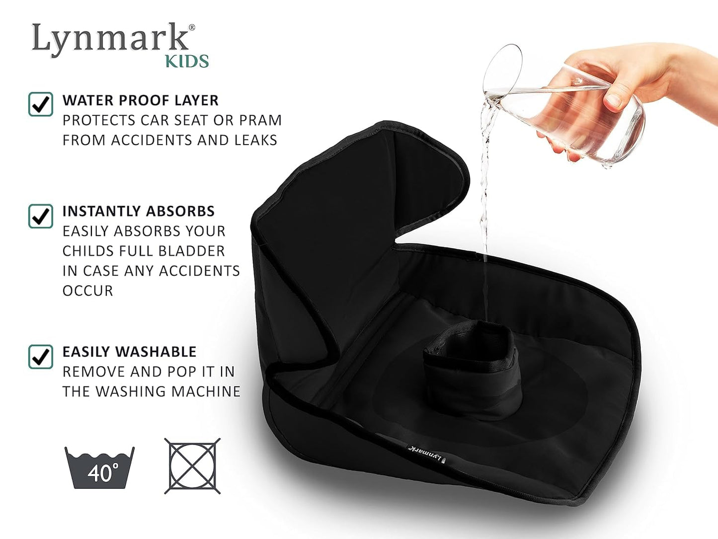 Potty Training Car Seat Protector Cover - Waterproof Soft Piddle Pads for Toddlers and Baby Carseat - Travel-Friendly Universal Machine Washable Liner Mat for Spills, Nappy Leaks, Accidents - Black