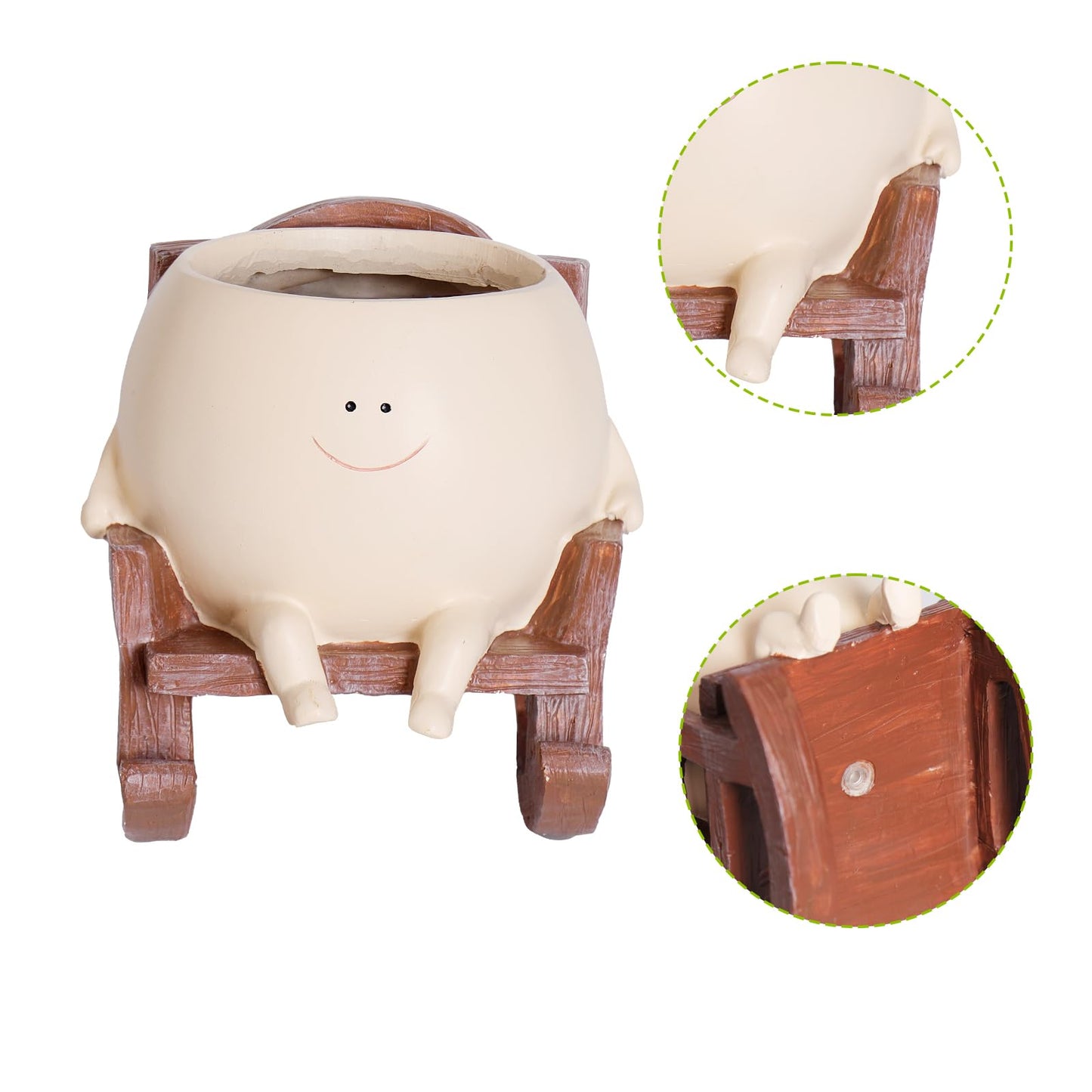 NINIPAPA Cute Plant Pots Smiley Face Planter Funny Flower Pot, Rocking Chair Small Face Pot for Indoor Plants, Unique Head Planters Plant Lover Gifts on Mother's Day Birthday