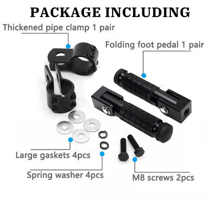 XINGWU M8 Motorcycle Foot Pegs 90 Degree Foldable Footpegs CNC Anti-Skid Footrest Universal for Yamaha Honda Suzuki Aprilia Electric Car Motorbike Mini Bike Dirt Pit Bike Passenger Pedal (Black)