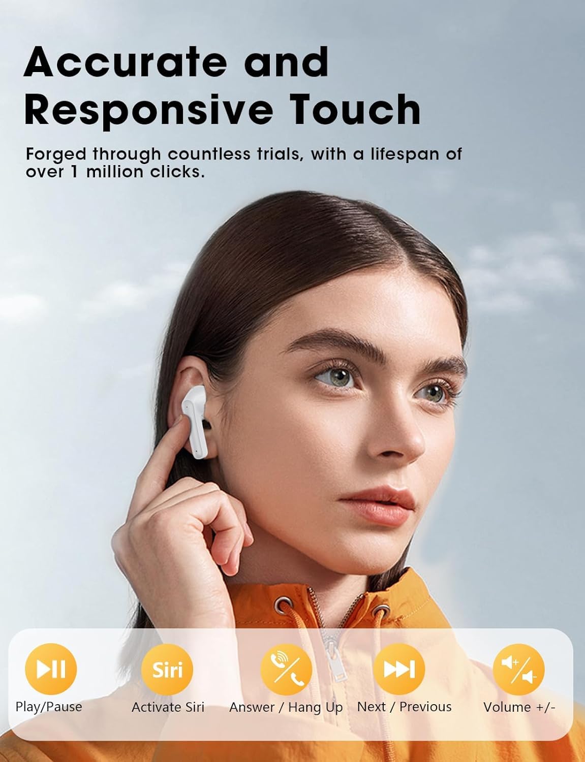 Wireless Earbuds,Bluetooth Earphones ENC Noise Cancelling Mic,Big Bass Stereo Sound,48 Hours Playtime,Lightweight in-Ear Earphone,IPX7,Hands-Free Calls with AI for iPhone,Android,Pad,Sports,Workout