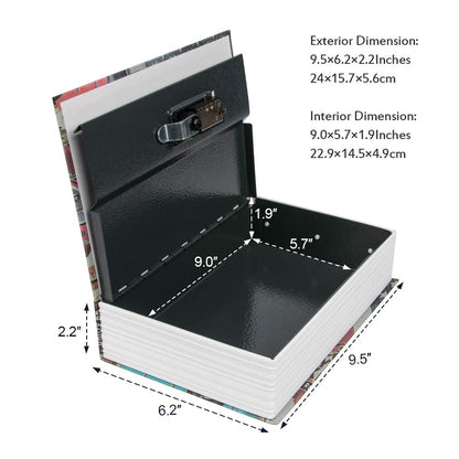 KYODOLED Hidden Metal Lock Box,Diversion Book Safe with Combination Lock,Money Hiding Box,Collection Box,9.5" x 6.2" x 2 .2",USA