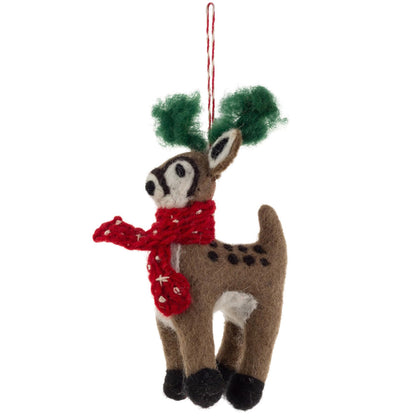 Boston International Felt Christmas Tree Ornament Winter Holiday Hanging Ornaments Decorations for Home, 6", Reindeer