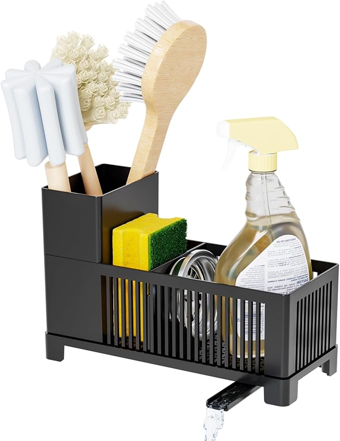Sink Caddy & Kitchen Sink Organizer, Plastic Kitchen Countertop Organizer