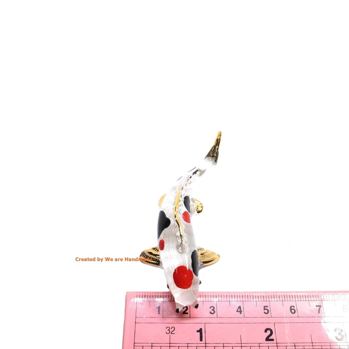 Handmade Mini 3" Koi Fish Carp Figurine Art, Cool Stuff, Miniature Animals, Home or Garden Decor Gift Ideas (Kanako Sanke Style)