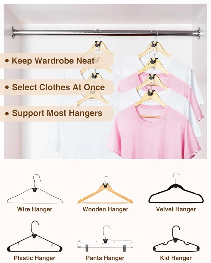 Smartor Clothes Hanger Connector Hooks 60 Pack, Closet Storage and Organization