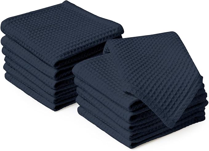 Encasa XO' Waffle Weave Face & Hand Towels – 12"x12", Kitchen & Travel – Small