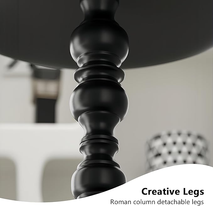 Funecy Metal Small End Table, Vintage Matte Black Round Side Table Nightstand