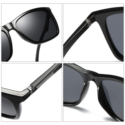 Polarized Sunglasses for Men Aluminum Mens Sunglasses Driving Rectangular Women Sun Glasses (Grey Lens/Black Frame)