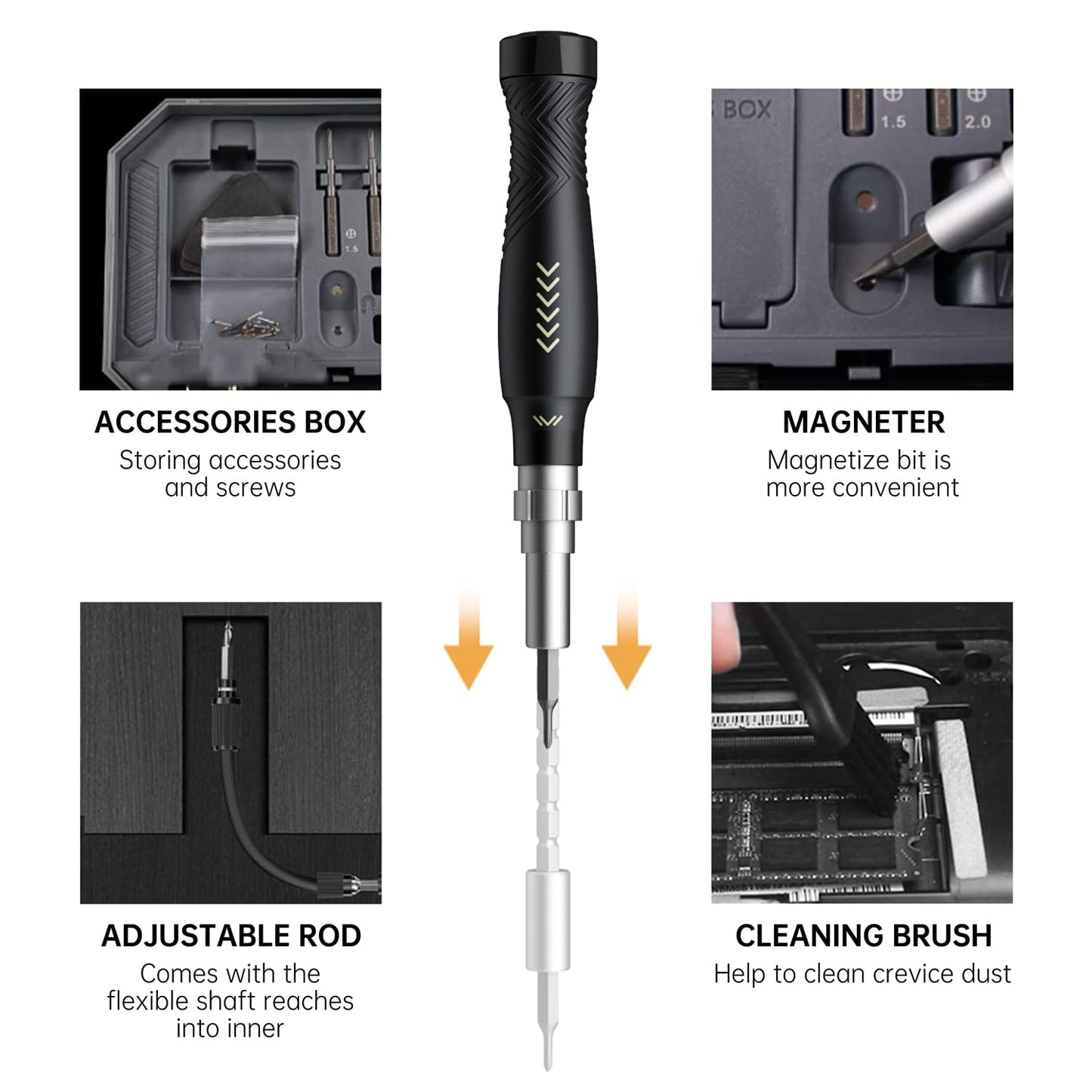 Adjustable Precision Screwdriver Set, Laptop Scredriver, JAKEMY 164 in 1 Professional Computer Repair Tool Kit with T5 T6 Torx Screwdriver for Phone/Glasses/Watch/RC Car/Xbox