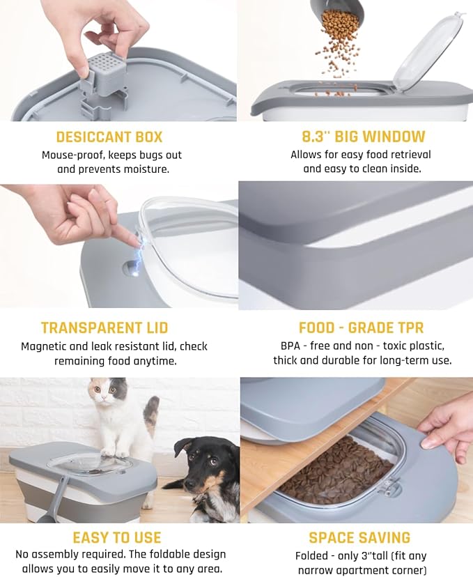 13 Lbs Dog Food Container, Collapsible Dog Food Storage Container
