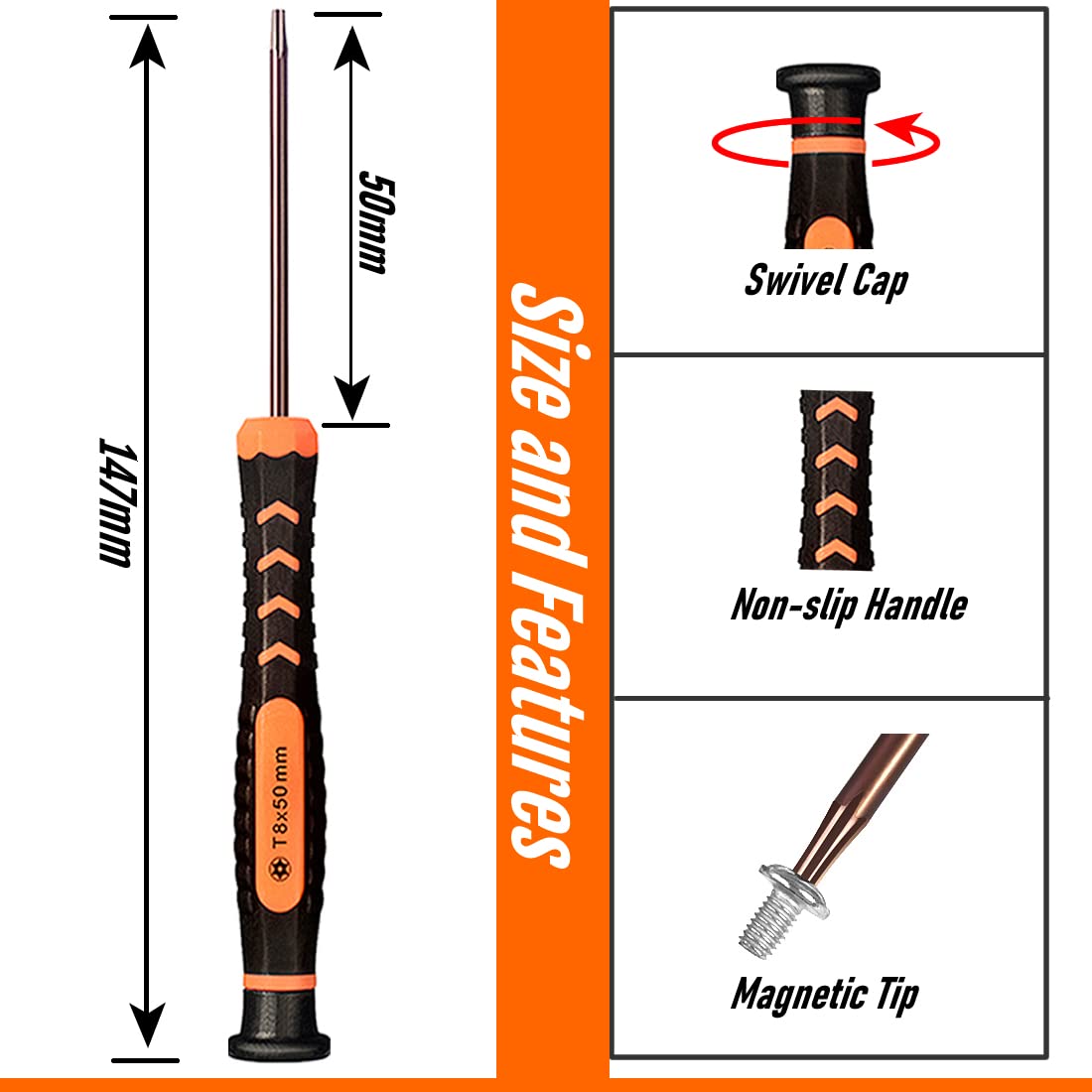 Torx Screwdriver Set of T2-T15, TECKMAN 10-Piece Magnetic Small Torx Security Screwdrivers with T2 T3 T4 T5 T6 T7 T8 T9 T10 T15 Star Screwdriver Tool Kit for Xbox,PS3,PS4,Knife,Computer & Other Device