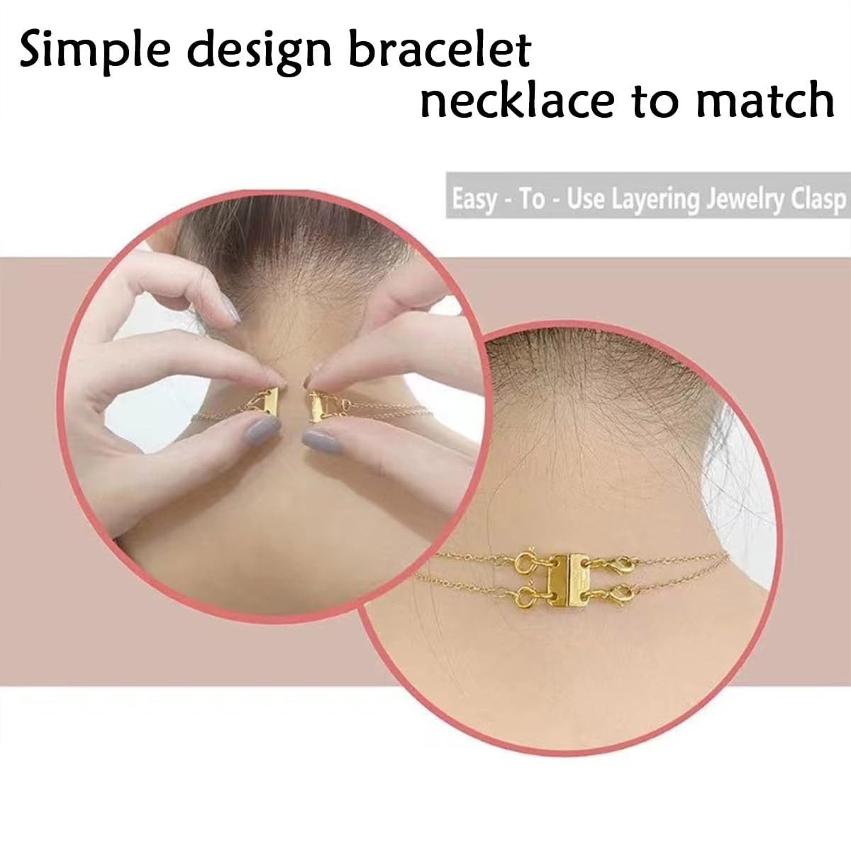 Layering Magnetic Necklace Clasps, Multiple Necklace Clasp,Necklace Clasps for Layered Look，Stainless Steel Chain Link Clasps for Necklaces and Bracelets, Silver, Gold (2golden 3golden B)