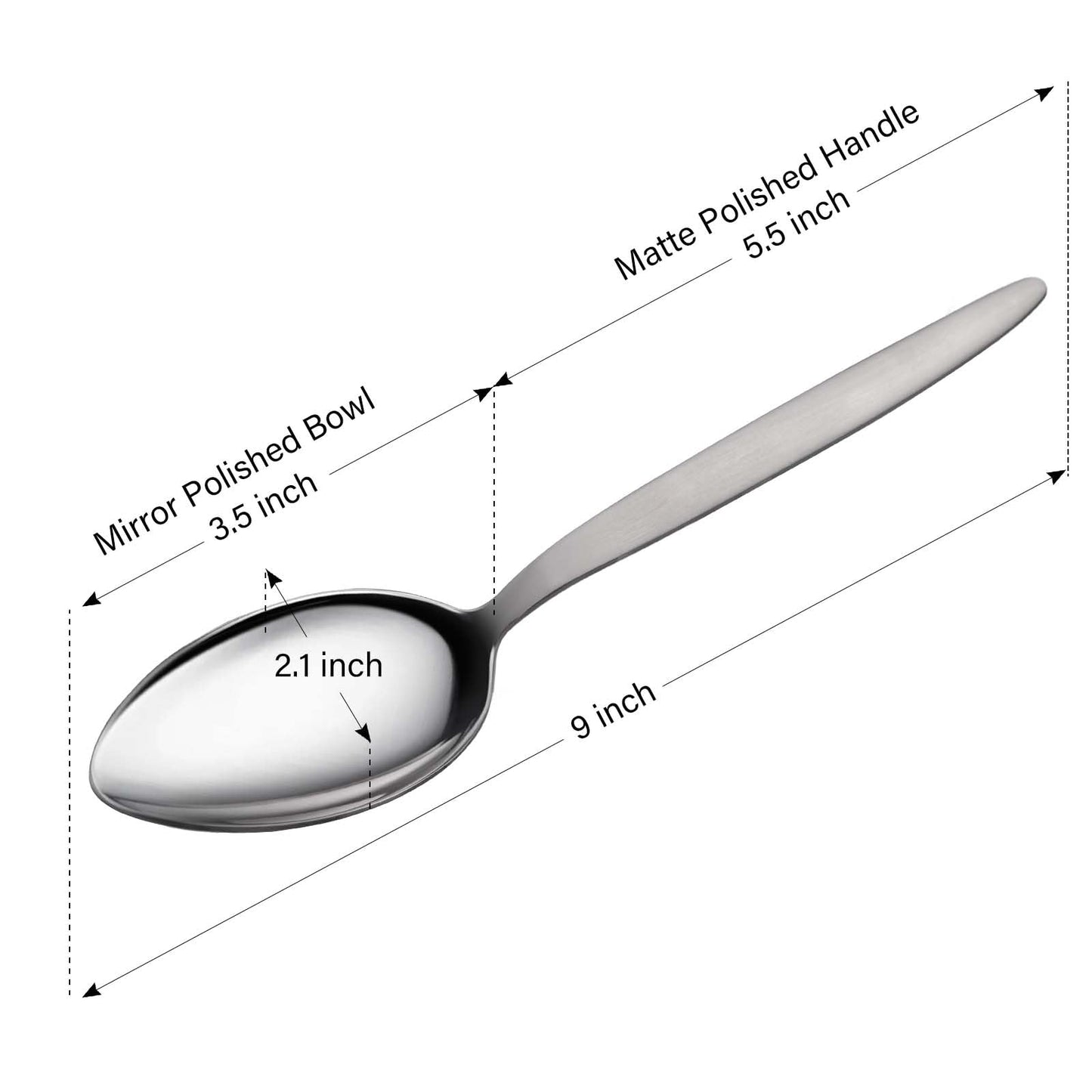 Chef Kunz Spoon | Silver Stainless Steel 2 Tbsp Basting Spoon, 9 Inch Solid Sauce Spoons, Big Serving Spoons Stainless Steel, Plating & Quenelle & Cooking