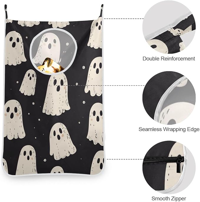 Cute Halloween Ghost Black Hanging Laundry Hamper Door Hampers Bag Basket