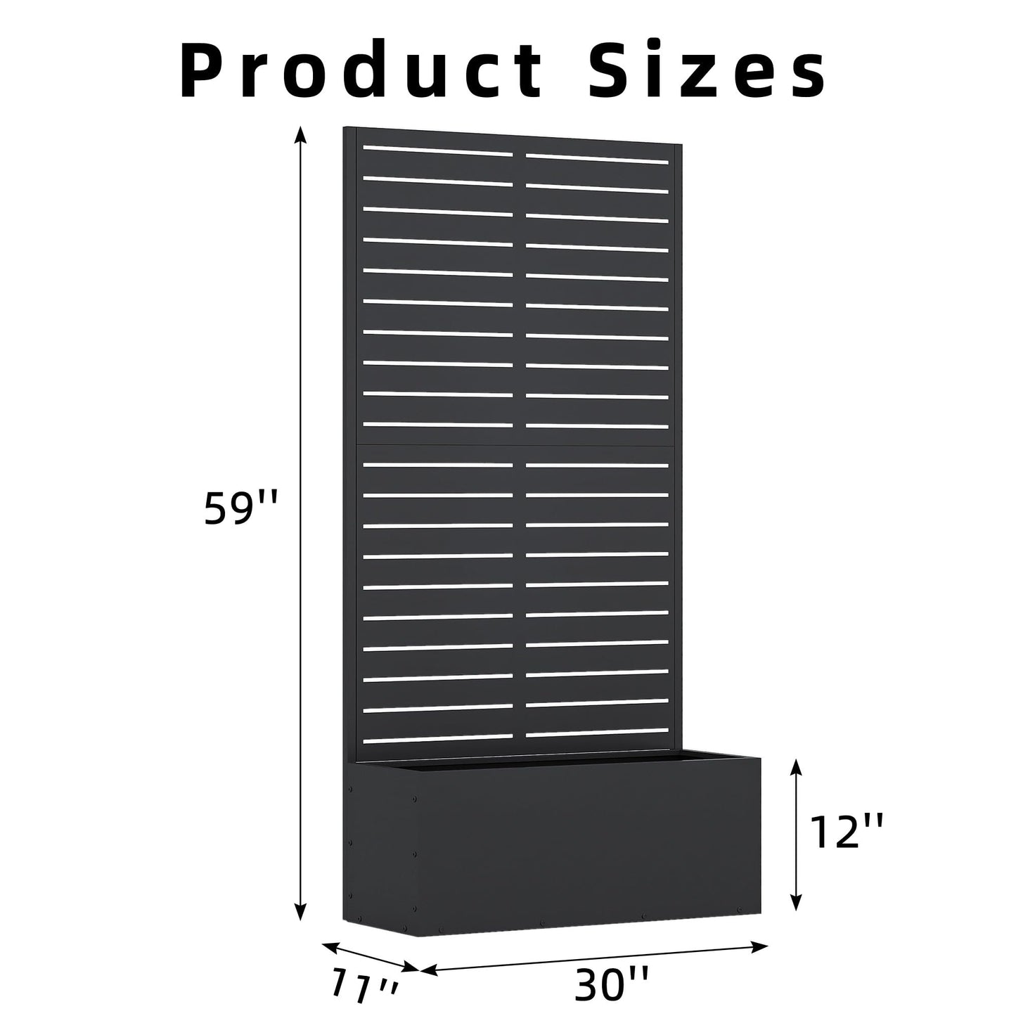 Casaphoria Metal Raised Garden Bed with Trellis, 59"x30"x12" Planter Box for Climbing Plants, Vegetables & Vines, Features Drainage Holes and Privacy Screen (Black-Louvered)