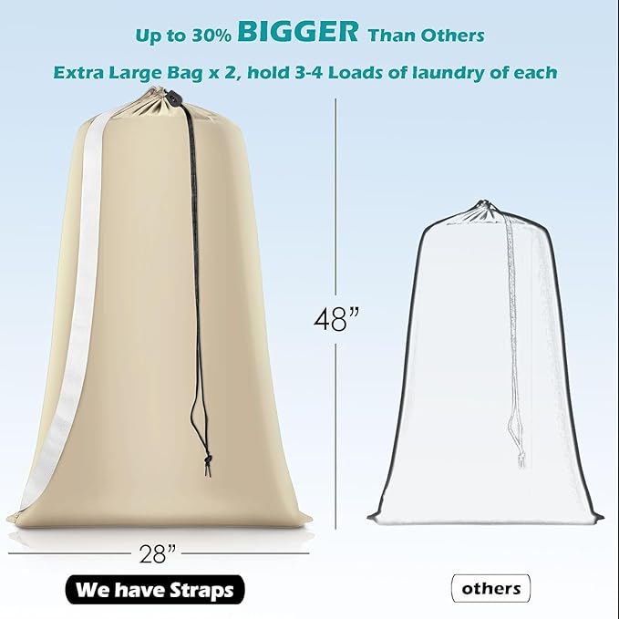 Heavy Duty Laundry Bag 2 Pack XL Nylon Laundry Bags