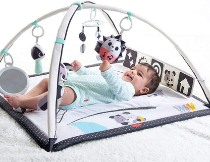 Tiny Love Black & White Gymini, 2-in-1 Musical Baby Play Mat, 0+ Months, Baby Play Gym, 18 Activities, Interactive Musical Toy, High Contrast Baby Book, Adjustable Arches, Magical Tales