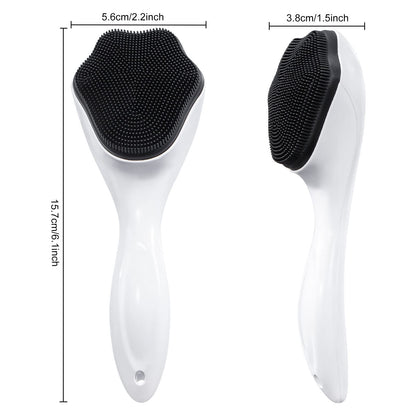 2 Pack Silicone Face Scrubber Exfoliating Brush, Manual Handheld Facial Cleansing Brush Blackhead Scrubber, Soft Bristles Waterproof for Face Skincare (Round-Pink)