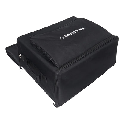 Sound Town Portable 6U Rack Bag, Soft Rack Case with 14" Rackable Depth, Plywood Rack Frame, Shoulder Strap, Accessory Pocket (STRB-616B)