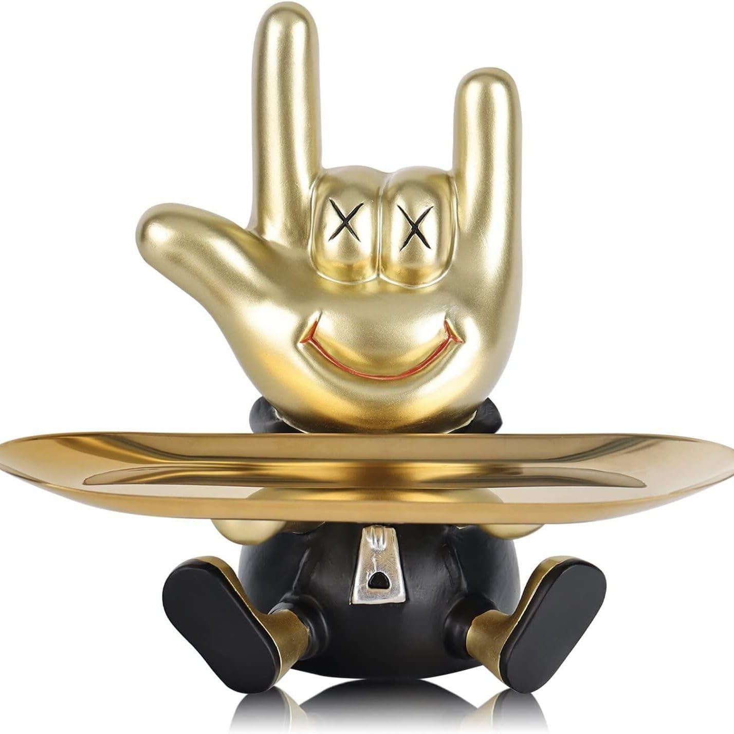 Zige Lily Resin Rock On Hand Gesture Tray Statue, Abstract Hand Sculpture for Home Decor, Office, Entryway on Table, Shelf, Cabinet and Desk