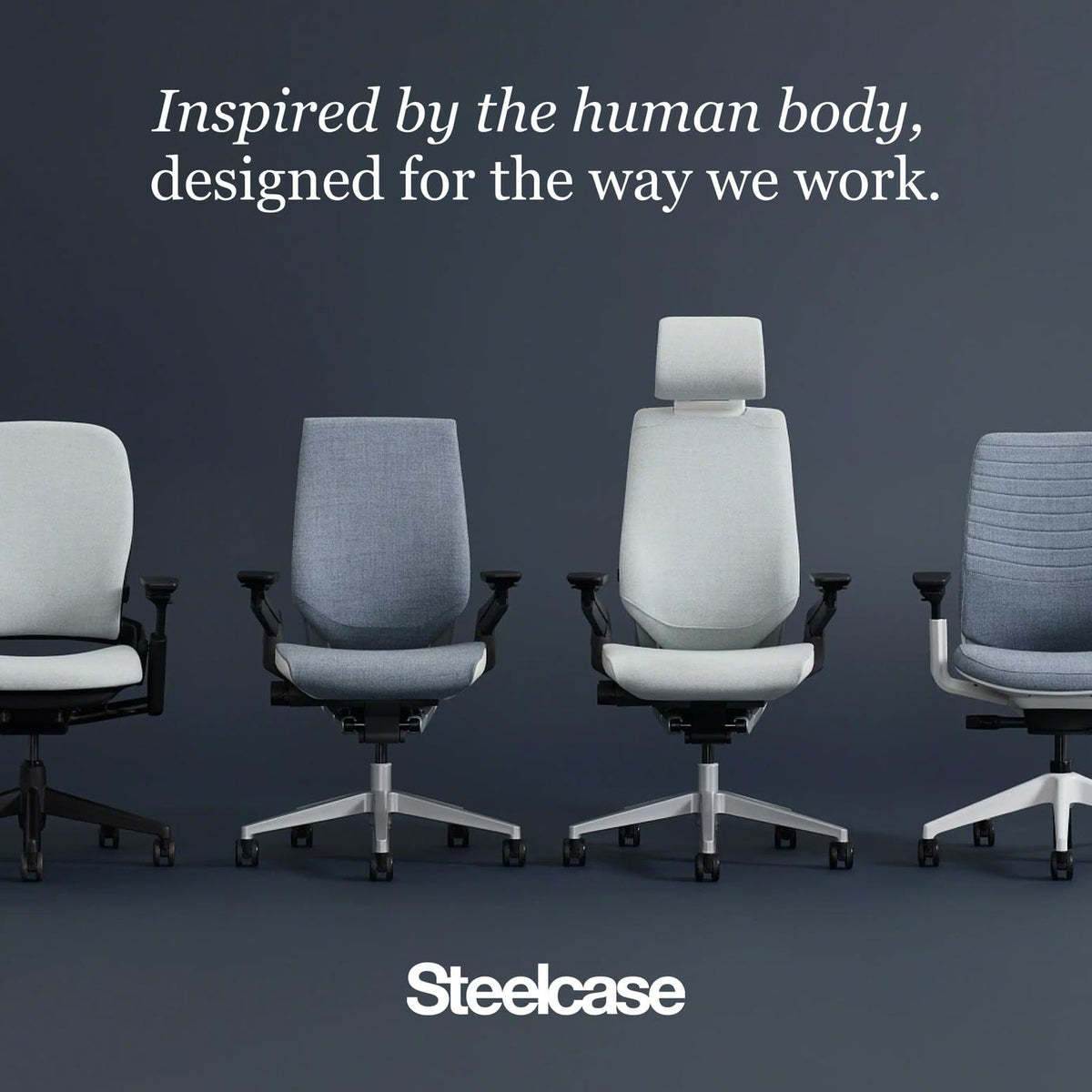 Steelcase Gesture Office Chair - Ergonomic Work Chair with Wheels for Carpet - Comfortable - Intuitive-to-Adjust for Desk - 360-Degree Arms - Licorice Fabric