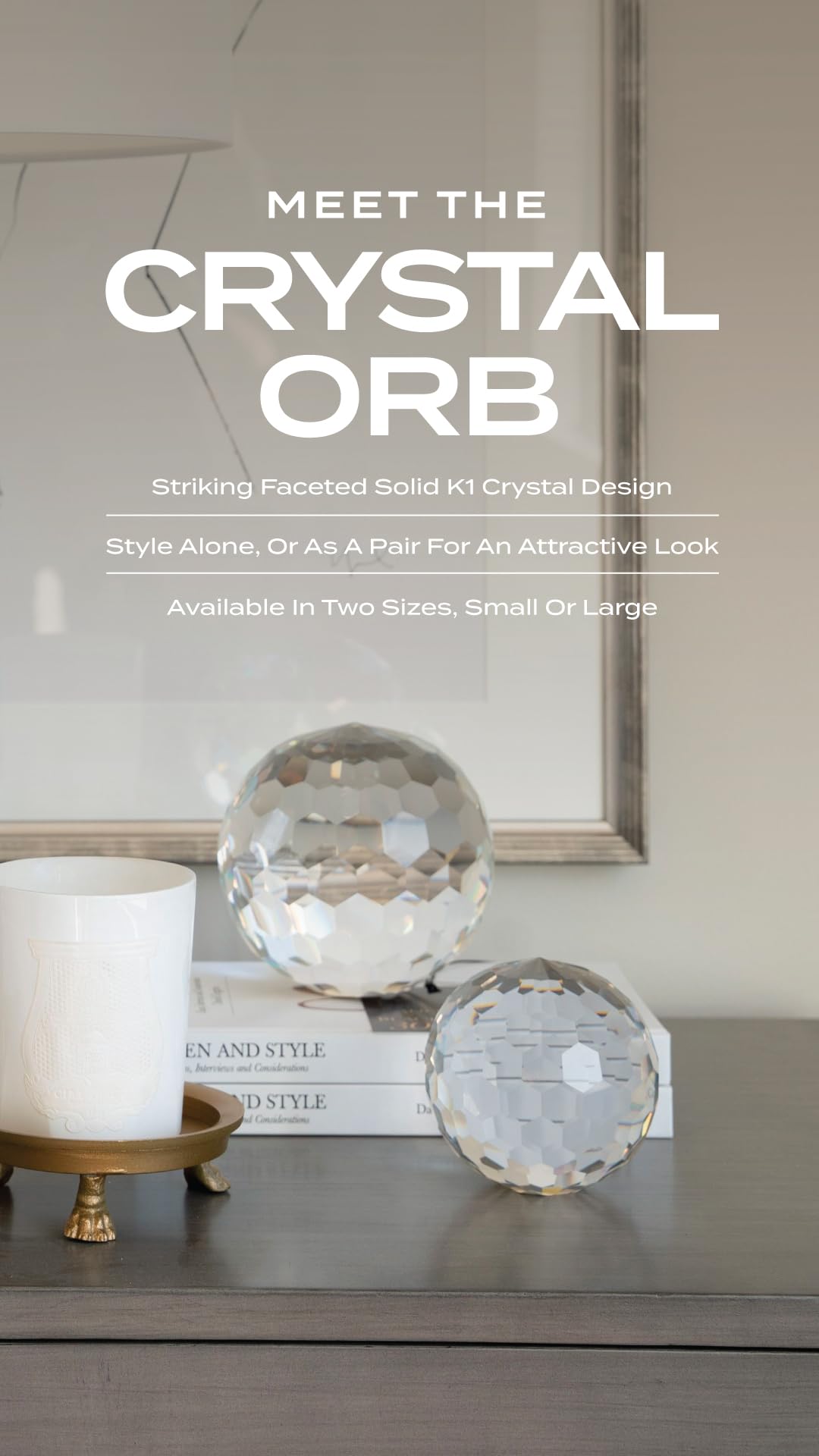Alice Lane Crystal Orb Small Home Collection — Mesmerizing Fusion of Elegance and Mystique — Centerpiece for All Rooms in Home or Office (Small)