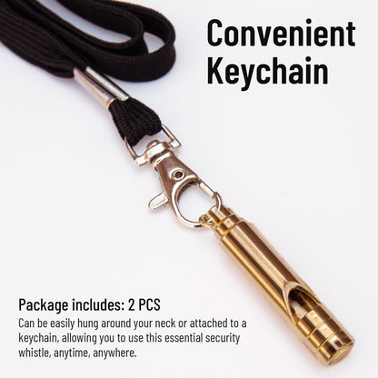 2PCS Brass Survival Whistles, 125dB Loud Emergency Whistle, Safety Whistle with Lanyard for Adults Hiking, Camping, Outdoor, Pet Training and Coaching