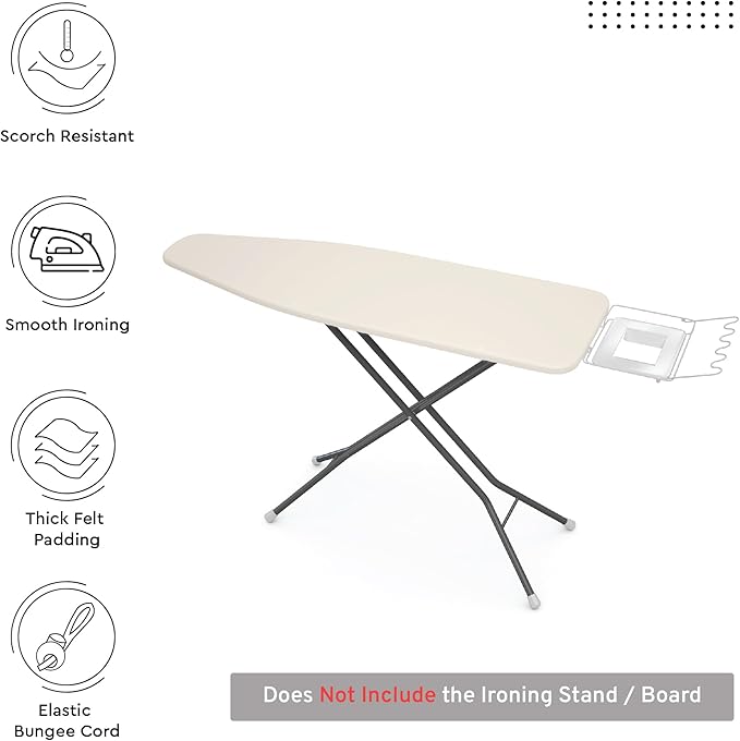 Encasa XO Ironing Board Cover and Pad 54"x15" - 4mm Felt Large Iron Board Cover
