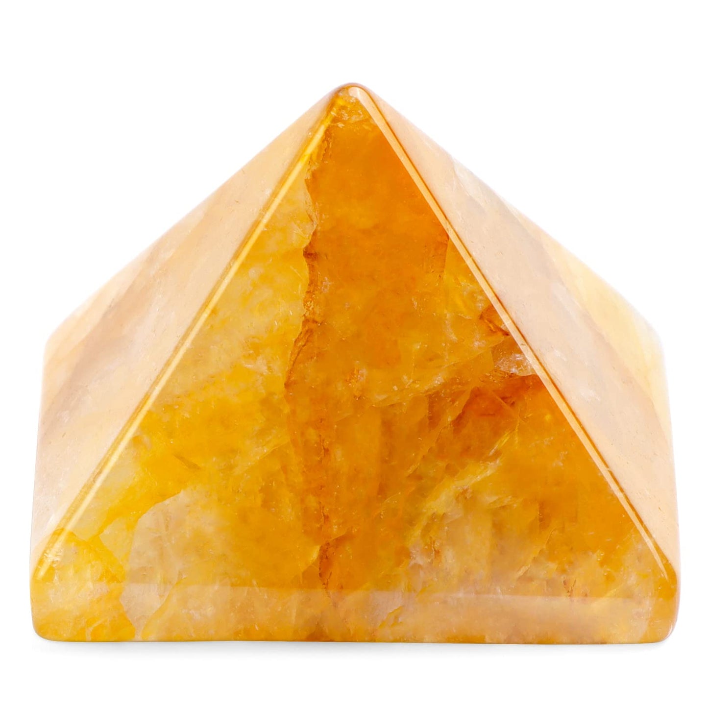1.6"Citrine Crystal Pyramid Stone Hand Carved Gem Pyramid Healing Statue