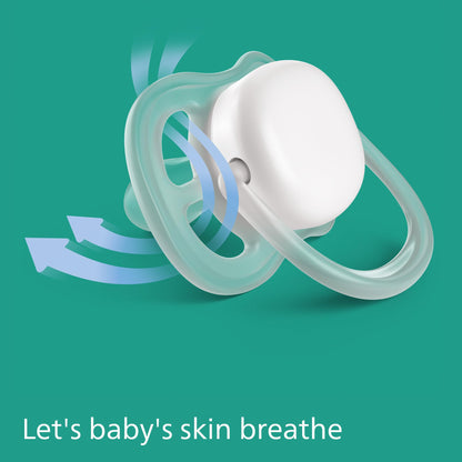 Philips Avent Ultra Air Soother - 4 x Light, Breathable Baby Soothers for Babies Aged 0-6 Months, BPA Free with Steriliser Carry Case (Model SCF085/65)