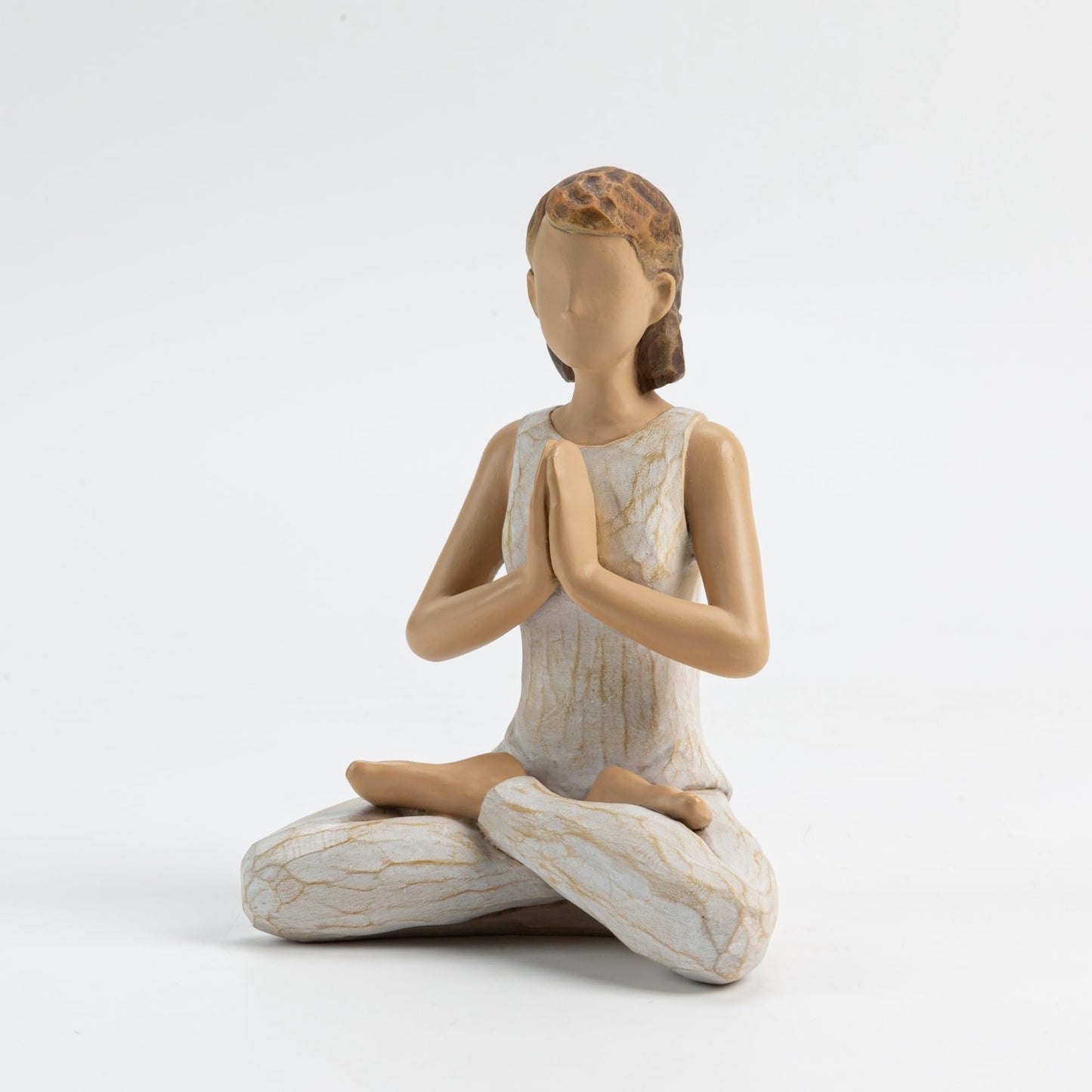 ShineOnAngel Yoga Meditation Statue, 5" Yoga Girl Living Room Decoration, Woodcut Carving, Hand Painted Resin, Home Decor