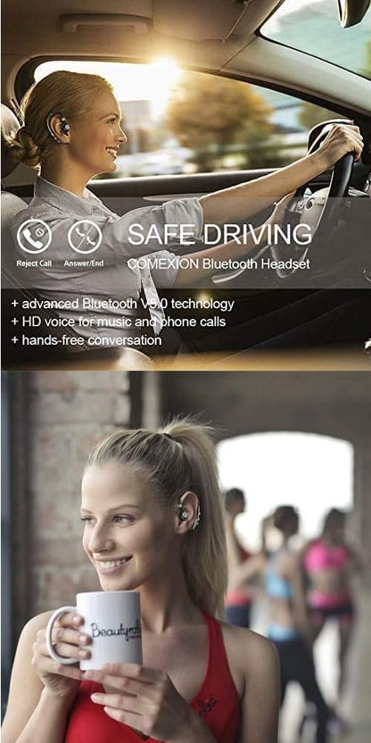 LSAPT Bluetooth Headset V5.0 Wireless Bluetooth Earpiece with Noise Canceling Mic for Cell Phone Ultralight Business Earphone for Driving/Trucker/Office Earbus for Android/iPhone/Smartphone-Blue