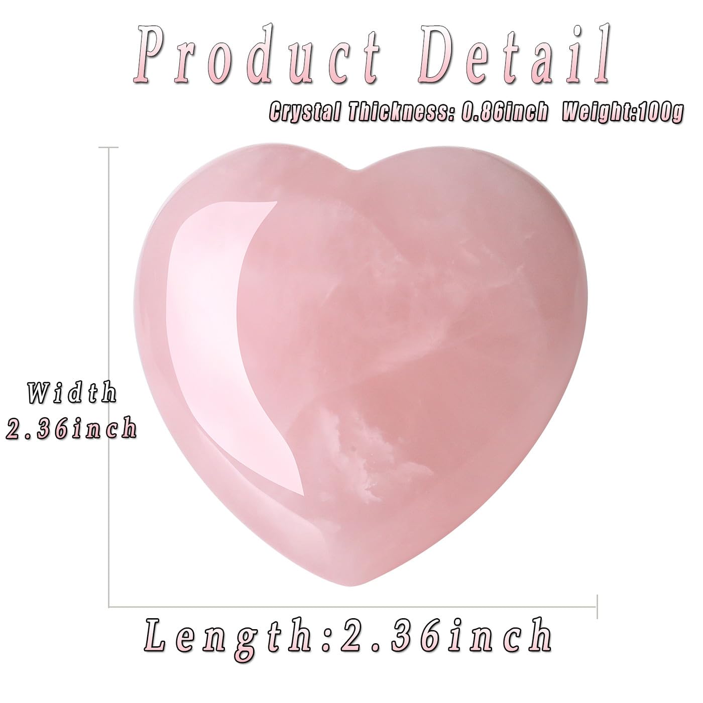 MAIBAOTA 60 mm Rose Quartz Crystals Heart Stone Mothers Day Birthday Gifts for Mom Women Crystal Gifts for Women Natural Reiki Gemstone Polished Heart Shaped Rocks Meditation