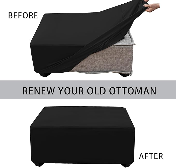Super Stretch Ottoman Cover- Soft Form Fit Ottoman Cover Rectangular Ottoman