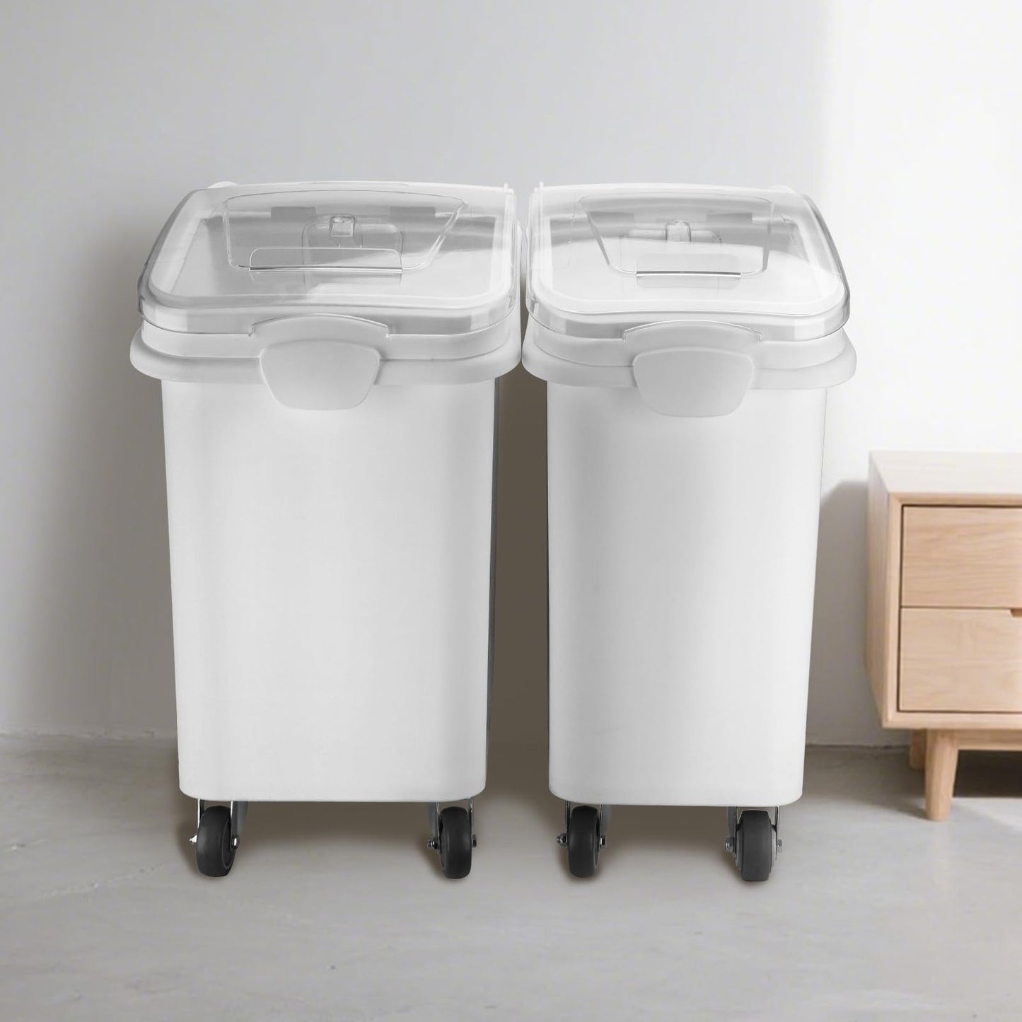 WELKOR Ingredient Storage Bin,31 Gallon Dispenser Bin with Scoop for Dry Food, Sugar, Baking Supplies,Kitchen Rice Cereal Flour Bin,BPA Free,Pet Food Storage Container,Dog Cat Birds Food (31 Gallon)